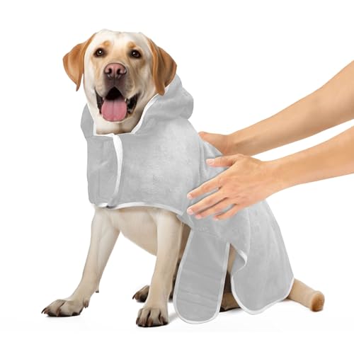 Silver Dog Bathrobe Absorbent Fast Drying Dog Towel Robe Soft Dog Towel Wrap, S von CHIFIGNO