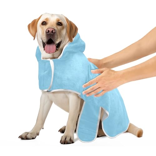 Sky Blue Super Absorbent Dog Robes for After Bath Dog Bathrobe Towel Adjustable Collar & Waist Quick Drying Dry Fast Dog Bag, S Sky Blue Super Absorbent Dog Robes for After Bath Dog Bathrobe Towel Adjustable Collar & Waist Quick Drying Dry Fast Dog Bag, S von CHIFIGNO
