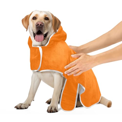 Sun Orange Hundemantel, super saugfähig, schnell trocknend, Hundebadetücher, weiches Hundebadzubehör, S von CHIFIGNO