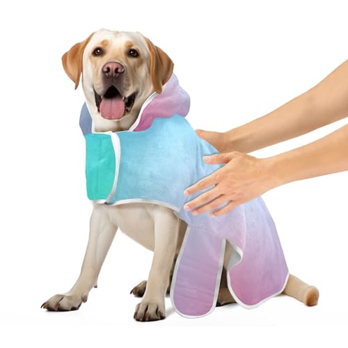 Teal Gradient Blue Pink Super Absorbent Bathrobe for Dogs and Cats Dog Bath Towel with Magic Sticker Collar Quick Drying Pet Dog Towels, S Teal Gradient Blue Pink Super Absorbent Bathrobe for Dogs and Cats Dog Bath Towel with Magic Sticker Collar Quick Drying Pet Dog Towels, S von CHIFIGNO