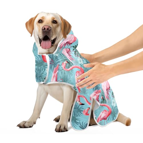 Tropische Palmenblätter Flamingos Blumen Bademantel für Hunde und Katzen mit Magic Sticker Halsband Hundehandtuch Super Saugfähig Schnell Trocknend Schnell Trocknend Schnell Hundetasche M Tropische Palmenblätter Flamingos Blumen Bademantel für Hunde und Katzen mit Magic Sticker Halsband Hundehandtuch Super Saugfähig Schnell Trocknend Schnell Trocknend Schnell Hundetasche M von CHIFIGNO
