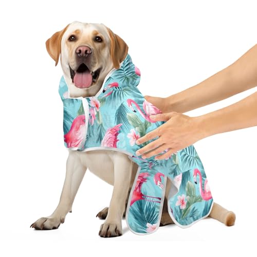 Tropische Palmenblätter Flamingos Leichte Robe für Haustiere Hundebekleidung Verstellbarer Kragen & Taille Schnell Trocknende Hundehandtücher zum Trocknen von Hunden, M Tropische Palmenblätter Flamingos Leichte Robe für Haustiere Hundebekleidung Verstellbarer Kragen & Taille Schnell Trocknende Hundehandtücher zum Trocknen von Hunden, M von CHIFIGNO
