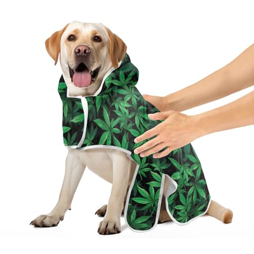 Tropische grüne Palmblätter, super saugfähiger Hundemantel, Hundebademantel, Handtuch, weich, schnell trocknend, Katzen-Badezubehör, Größe M von CHIFIGNO