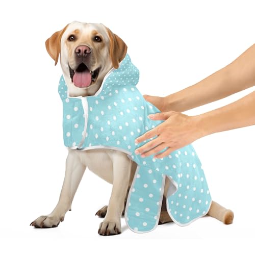 Türkis Blau Polka Dots Haustier Bademantel Leichter Hund Bademantel Handtuch mit Magie Aufkleber Kragen Schnell Trocknendes Hundebad Zubehör, M Türkis Blau Polka Dots Haustier Bademantel Leichter Hund Bademantel Handtuch mit Magie Aufkleber Kragen Schnell Trocknendes Hundebad Zubehör, M von CHIFIGNO