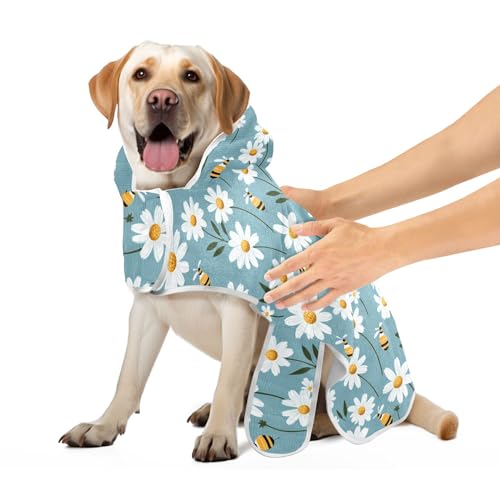 White Daisy Bees Türkis Blau Hund Bademantel Leicht Schnell Trocknend Badetuch Robe Maschinenwaschbar Haustier Hund Katze Bademantel Handtuch, M White Daisy Bees Türkis Blau Hund Bademantel Leicht Schnell Trocknend Badetuch Robe Maschinenwaschbar Haustier Hund Katze Bademantel Handtuch, M von CHIFIGNO