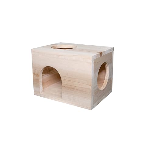 CHIIRAKU Chinchilla Haus Haustierhaus Chinchilla Versteck Naturholz Keine Farbe Holzstift-Sicher Haltbar Zähne schleifend Chinchilla Wärme (Braun, Klein) von CHIIRAKU