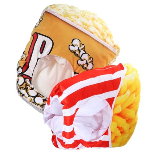 CHILDWEET 1 Set 2 Stück Foto-Requisiten Snack-Popcorn-Kappen Pommes-Frites-hüte Gelb/rot Hat Popcorn Bequemes Material Für Partys von CHILDWEET