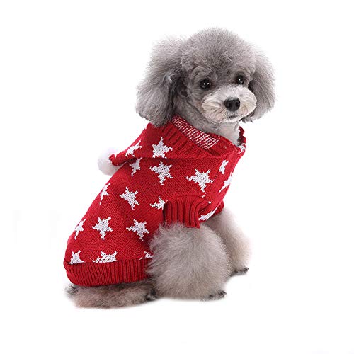 CHIYEEE Weihnachtspullover für Hunde und Katzen Weihnachten Hundepullover Warm Hundepulli Winter Strickpullover Sweater XXL von CHIYEEE