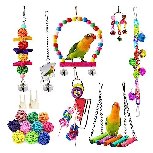 CHIZISX Vogelspielzeug, Vogelschaukel, Papageienkäfig, Schaukel-Set, Holzleiter, Training für kleine Vögel, Papageien, Spielständer-Set CHIZISX Vogelspielzeug, Vogelschaukel, Papageienkäfig, Schaukel-Set, Holzleiter, Training für kleine Vögel, Papageien, Spielständer-Set von CHIZISX