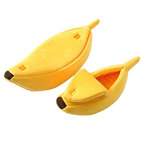 CHNNO1 Bananenförmiges Hundebett, halbgeschlossenes Katzenloch, Haus, niedliches Kätzchen, Familie, Innenbereich, kleines Haustierzubehör, 55 x 20 x 15 cm, Gelb CHNNO1 Bananenförmiges Hundebett, halbgeschlossenes Katzenloch, Haus, niedliches Kätzchen, Familie, Innenbereich, kleines Haustierzubehör, 55 x 20 x 15 cm, Gelb von CHNNO1