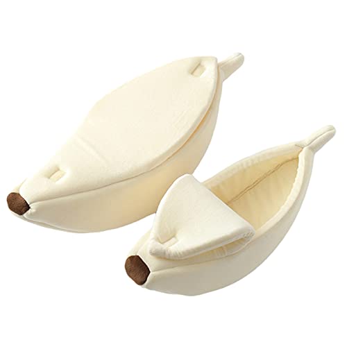 CHNNO1 Bananenförmiges Hundebett, halbgeschlossenes Katzenloch, niedliches Kätzchen, Familie, warmer Schlafzwinger, kleine und mittelgroße Haustierbedarf, 65 x 25 x 18 cm, Weiß CHNNO1 Bananenförmiges Hundebett, halbgeschlossenes Katzenloch, niedliches Kätzchen, Familie, warmer Schlafzwinger, kleine und mittelgroße Haustierbedarf, 65 x 25 x 18 cm, Weiß von CHNNO1