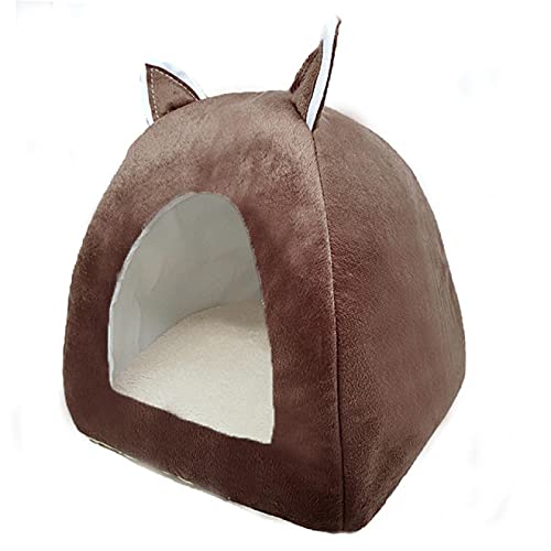 CHNNO1 Niedliches Katzenbett für den Innenbereich, Kätzchenhaus, warmes Kätzchenhaus, zusammenklappbar, Katzenhöhle, schlafendes Plüschkissen, weiches Katzenhaus braun CHNNO1 Niedliches Katzenbett für den Innenbereich, Kätzchenhaus, warmes Kätzchenhaus, zusammenklappbar, Katzenhöhle, schlafendes Plüschkissen, weiches Katzenhaus braun von CHNNO1