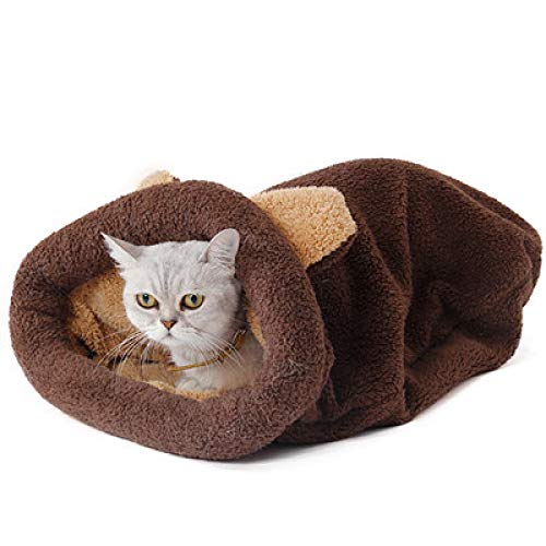 CHNNO1 Süßer Katzenschlafsack, warmes Hunde- und Katzenbett, niedliches Design, 4 Farben, XL, Braun CHNNO1 Süßer Katzenschlafsack, warmes Hunde- und Katzenbett, niedliches Design, 4 Farben, XL, Braun von CHNNO1