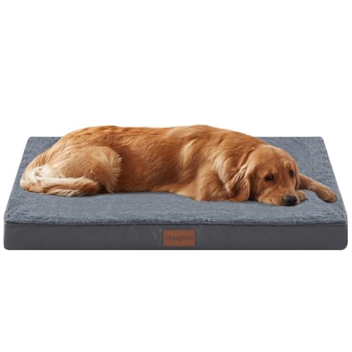 CHONGFACF Dog Beds for Extra Large Dogs, Swirl Rose Velvet Calming Dog Beds Cat Beds, Anti Anxiety Dog Sofa Bed, Machine Washable Aiti-Slip Pet Beds, Dark Grey - XXL (125x75x10) von CHONGFACF