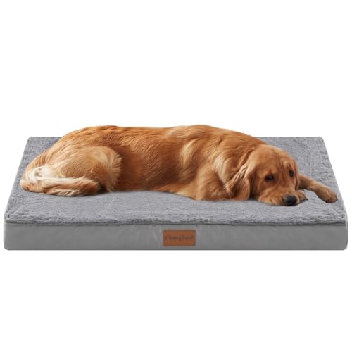 CHONGFACF Dog Beds for Extra Large Dogs, Swirl Rose Velvet Calming Dog Beds Cat Beds, Anti Anxiety Dog Sofa Bed, Machine Washable Aiti-Slip Pet Beds, Grey - XXL (125x75x10) von CHONGFACF