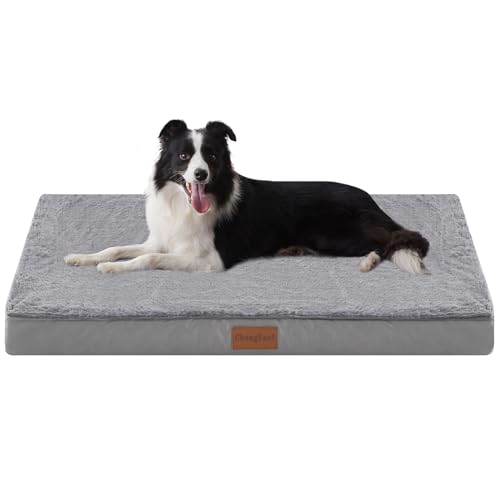 CHONGFACF Dog Beds for Extra Large Dogs, Swirl Rose Velvet Calming Dog Beds Cat Beds, Anti Anxiety Dog Sofa Bed, Machine Washable Aiti-Slip Pet Beds, Grey - XL (105x70x9) von CHONGFACF