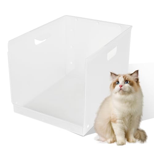 Katzentoilettenschutz, 45 cm L x 34 cm B x 35 cm H (verbessert), hochseitig, wasserdicht, faltbar, leicht zu reinigen, Spritzschutz (ohne Pfanne) von CHQZYX