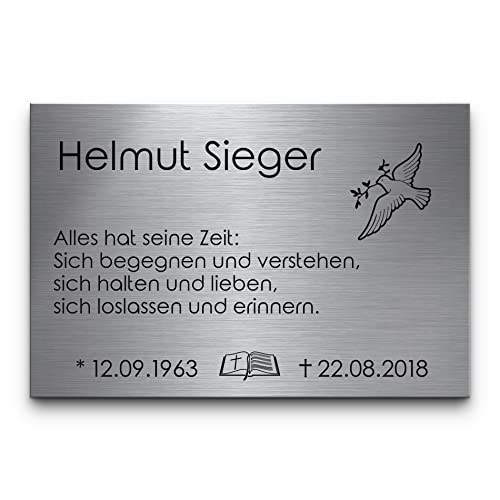 CHRISCK design Gedenkstein Grabstein aus V2A Edelstahl Grabplatte mit Gravur 30x20 cm Gedenktafel für Menschen oder Haustiere Hund Katze personalisiert Gedenkplatte Grabschmuck Andenken wetterfest von CHRISCK design