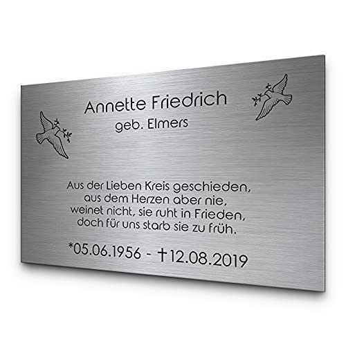 CHRISCK design Gedenkstein Grabstein aus V2A Edelstahl Grabplatte mit Gravur 30x20 cm Gedenktafel für Menschen oder Haustiere Hund Katze personalisiert Gedenkplatte Grabschmuck Andenken wetterfest von CHRISCK design