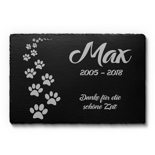 Tier Grabstein Hund Katze mit Gravur - Gedenkstein Hunde Katzen aus Schiefer mit Pfote & vielen anderen Motiven - Exklusiv: Wetterfester Gravurschutz! Gedenktafel Grabschmuck Grabdeko Tiere - 30x20 cm Tier Grabstein Hund Katze mit Gravur - Gedenkstein Hunde Katzen aus Schiefer mit Pfote & vielen anderen Motiven - Exklusiv: Wetterfester Gravurschutz! Gedenktafel Grabschmuck Grabdeko Tiere - 30x20 cm von CHRISCK design
