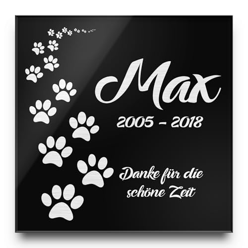 CHRISCK design Gedenktafel mit Gravur Grabstein Rosen 100% Kratzfest und witterungsbeständig Grabplatte aus Hochglanz Acrylglas 40x40 cm für Menschen und Tiere Hunde Katze Hund Katzen von CHRISCK design