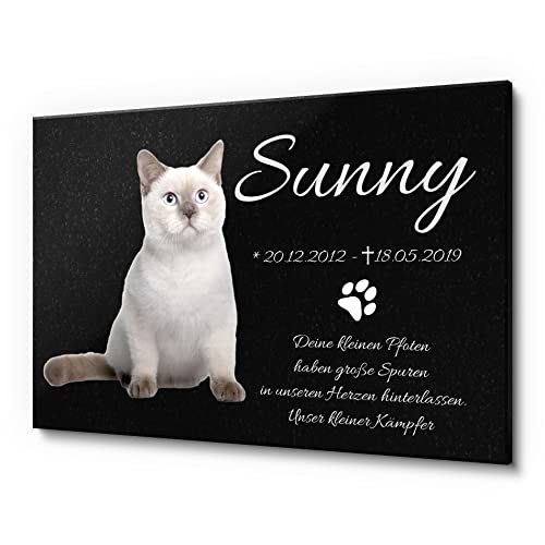 CHRISCK design Katzengrabstein aus Granit für Hunde und Katzen mit einem schönen Text | 30 x 20 cm wetterfest & personalisiert | Gedenktafel für Hunde und Katzen mit Text CHRISCK design Katzengrabstein aus Granit für Hunde und Katzen mit einem schönen Text | 30 x 20 cm wetterfest & personalisiert | Gedenktafel für Hunde und Katzen mit Text von CHRISCK design