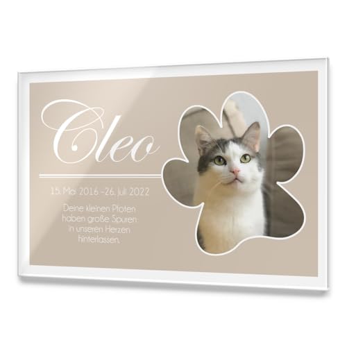 CHRISCK design Premium Tier Grabstein aus edlem Hochglanz Acrylglas | 100% witterungsbeständig Grabplatten mit Foto Bild UV Druck 30x20 cm Gedenktafel für Haustiere Hunde Hund Katze von CHRISCK design