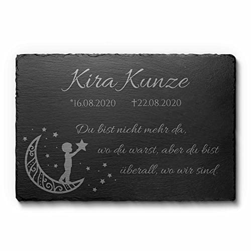 Personalisierte Gedenktafel für Sternenkind | Sternenkinder Andenken mit passenden Motiven & Wunsch Gravur - Grabschmuck Kindergrab mit wetterfester Imprägnierung - persönliche Erinnerung von CHRISCK design