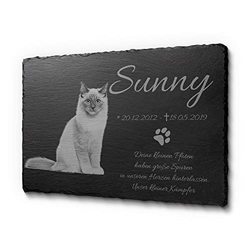 CHRISCK design Schiefertafel mit Laser-Gravur für Hunde und Katzen | gestalte Dein Tiergrabstein ganz einfach selbst | Schieferplatte 30 x 20 cm von CHRISCK design