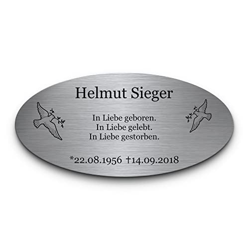 Gedenkstein Grabstein aus V2A Edelstahl Grabplatte mit Gravur 21x10 cm oval Gedenktafel für Menschen oder Haustiere Hund Katze personalisiert Gedenkplatte Grabschmuck Andenken wetterfest Gedenkstein Grabstein aus V2A Edelstahl Grabplatte mit Gravur 21x10 cm oval Gedenktafel für Menschen oder Haustiere Hund Katze personalisiert Gedenkplatte Grabschmuck Andenken wetterfest von CHRISCK design