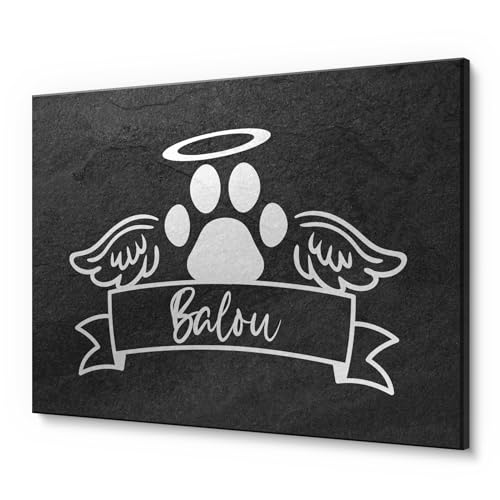 Grabplatte Grabstein aus Premium Schiefer mit deiner persönlichen Gravur | Gedenkstein mit Fotogravur in versch. Größen ab 20x15 cm Gedenktafel für Haustiere Hund Hunde Katzen und Co. personalisiert von CHRISCK design