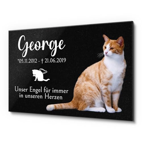 Grabschmuck Katze aus Granit mit Foto und Pfoten Abdrücken | Gedenkstein Katzen für Katzengrab oder Garten | 30x20 cm - wetterfest & personalisiert | Katzengedenkstein als Trauer Andenken Grabschmuck Katze aus Granit mit Foto und Pfoten Abdrücken | Gedenkstein Katzen für Katzengrab oder Garten | 30x20 cm - wetterfest & personalisiert | Katzengedenkstein als Trauer Andenken von CHRISCK design
