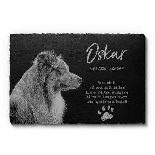 CHRISCK design Grabplatte Hund und Katze aus Schiefer mit Gravur & Foto | Wetterfester Gravurschutz! Katzen - Hunde Gedenkstein mit Bild & schönen Motiven | Grabstein Tiergrabstein draußen 30x20 cm CHRISCK design Grabplatte Hund und Katze aus Schiefer mit Gravur & Foto | Wetterfester Gravurschutz! Katzen - Hunde Gedenkstein mit Bild & schönen Motiven | Grabstein Tiergrabstein draußen 30x20 cm von CHRISCK design