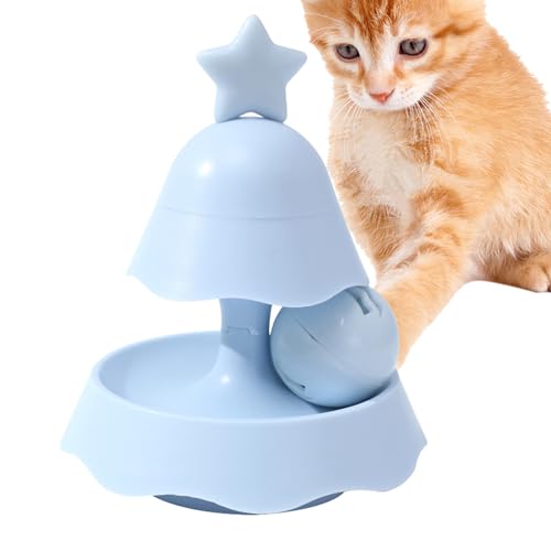CHROX Drehbare Katzenspielzeugbälle, Weihnachtsbaum-Katzenminze-Spielzeug, 2-lagige interaktive Drehteller-Rollbälle für Haustiere, mittelgroße Katzen von CHROX