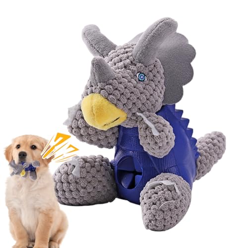 CHROX Plüsch-Leckerli-Hundespielzeug, Leckerli-Spender-Hundespielzeug - Triceratops Sound Slow Feeder Spielzeug,Niedliche Leckerli-Spielzeuge zur Unterhaltung, weiches Haustierspiel zum Füttern, von CHROX