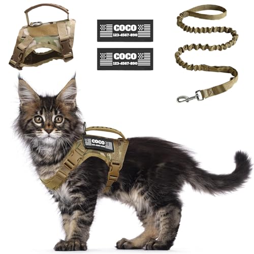 CHRYMPETIC Katzengeschirr und Leine zum Spazierengehen mit personalisierten Patches, ausbruchsicher, weich, verstellbar, für Katzen, einfache Kontrolle, atmungsaktive Jacke für Katzen, von CHRYMPETIC