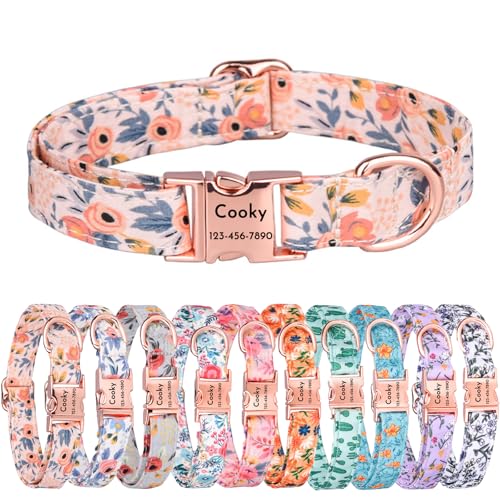CHRYMPETIC Personalisiertes Haustier-Namenshalsband mit niedlichem Blumendesign, personalisiertes Hunde- und Katzenhalsband, verstellbares und stilvolles Haustierzubehör (Design A) von CHRYMPETIC