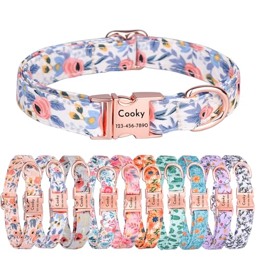 CHRYMPETIC Personalisiertes Haustier-Namenshalsband mit niedlichem Blumendesign, personalisiertes Hunde- und Katzenhalsband, verstellbares und stilvolles Haustierzubehör (Design B) von CHRYMPETIC