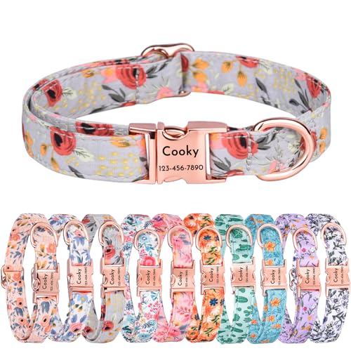 CHRYMPETIC Personalisiertes Haustier-Namenshalsband mit niedlichem Blumendesign, personalisiertes Hunde- und Katzenhalsband, verstellbares und stilvolles Haustierzubehör (Design C) von CHRYMPETIC