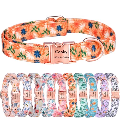 CHRYMPETIC Personalisiertes Haustier-Namenshalsband mit niedlichem Blumendesign, personalisiertes Hunde- und Katzenhalsband, verstellbares und stilvolles Haustierzubehör (Design F) von CHRYMPETIC