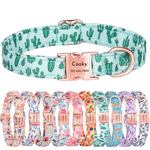 CHRYMPETIC Personalisiertes Haustier-Namenshalsband mit niedlichem Blumendesign, personalisiertes Hunde- und Katzenhalsband, verstellbares und stilvolles Haustierzubehör (Design - G) von CHRYMPETIC