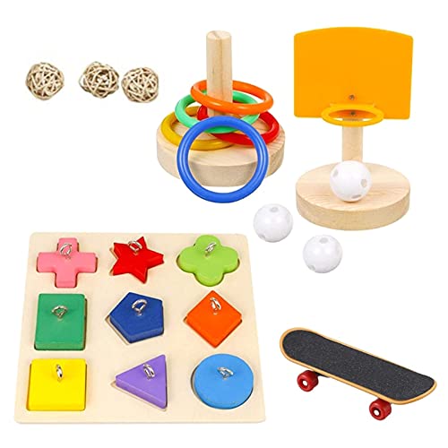 4 Stück Papageienspielzeug Papageien-Puzzle-Spielzeug zum Spielen von Papageien, Vogel Training Spielzeug Set, Kauspielzeug Vögel Spielzeug, Perfekt für Sittiche Nymphensittiche, Aras, Papageien von CHSEEO