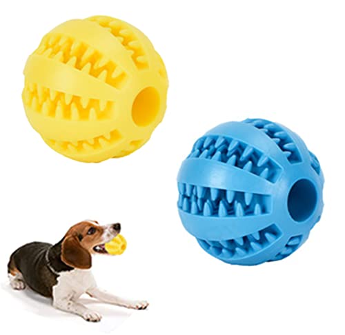 CHUANGOU 2 Stück Naturkautschuk Zahnpflegeball，Naturkautschuk Hundeball，Hunde Ball Ø 6cm，für Gegen Zahnstein & Zahnbeläge mit Zahnpflege. von CHUANGOU