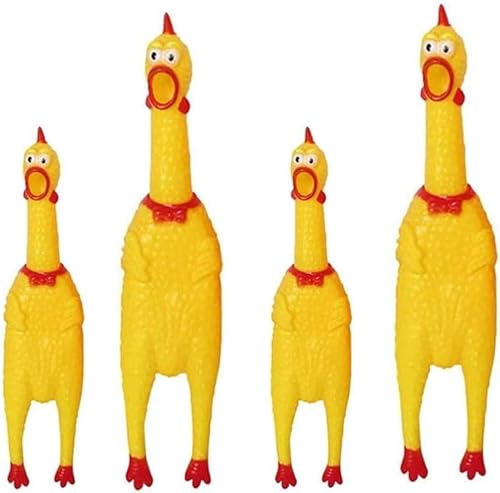 CHUANGOU 4 Stück Dauerhaft Gummi Huhn，Gummi Schreiend Hühner，Neuheit und Dauerhaft Gummi Huhn Haustiere Schreien. von CHUANGOU