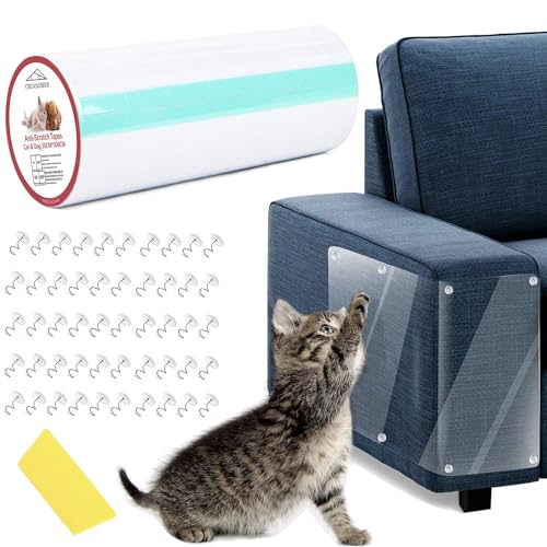 CHUANGSEED Kratzschutz Katze Tape 5m x 30cm, Anti Kratz Folie Selbstklebend Flexibler Schnitt für Fit Couch Tür Wand Ecke Kratzschutz Tape,Mit Kratzer & Twist Pins,Transparent & Wasserdicht von CHUANGSEED