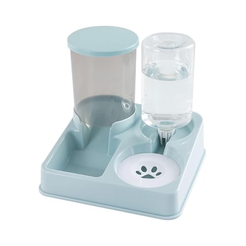 2-in-1 Automatischer Futterspender für Haustiere und Wasserspender – Futterbehälter mit großem Fassungsvermögen und Schwerkraft-Wassernapf für Hunde und Katzen (blau) von CHUANYGU