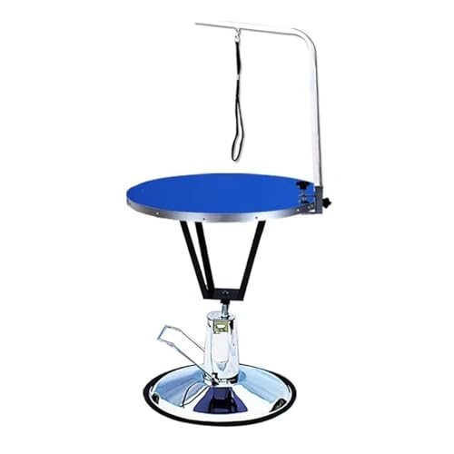 360 ° drehbarer hydraulischer Fellpflegetisch für Haustiere mit verstellbarem Arm und Schlaufe, rutschfester Trimmtisch für Katzen und Hunde, Rosa (Blau) von CHUANYGU