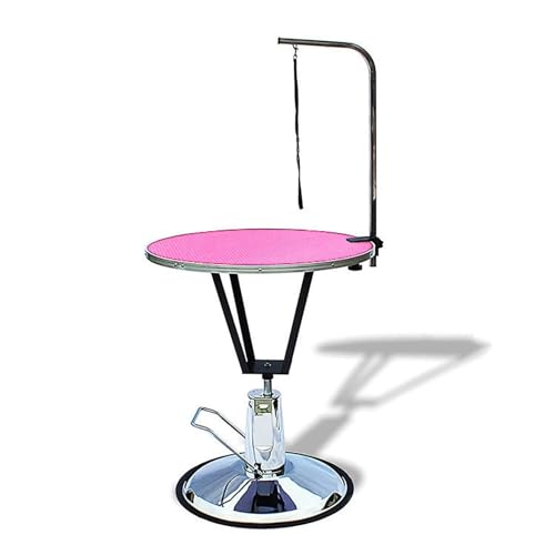 360 ° drehbarer hydraulischer Fellpflegetisch für Haustiere mit verstellbarem Arm und Schlaufe, rutschfester Trimmtisch für Katzen und Hunde, Rosa (Rosa) von CHUANYGU