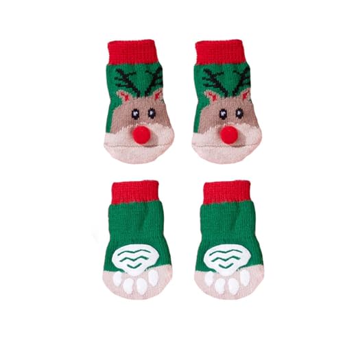 4 Stück Hundepfotenschutz mit rutschfesten Sohlen – atmungsaktive Haustiersocken für kleine bis große Hunde, Indoor/Outdoor (S) von CHUANYGU