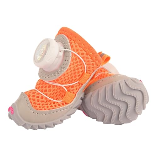 Atmungsaktive, rutschfeste Hundestiefel, Pfotenschutzschuhe für mittelgroße und große Hunde, weiche Sohle, reflektierende Hundeschuhe (Orange 1, L 4 cm, Breite 3,4 cm) von CHUANYGU